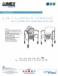 Product Sheet - 3-in-1 Aluminum Commode - Back Bar and Casters